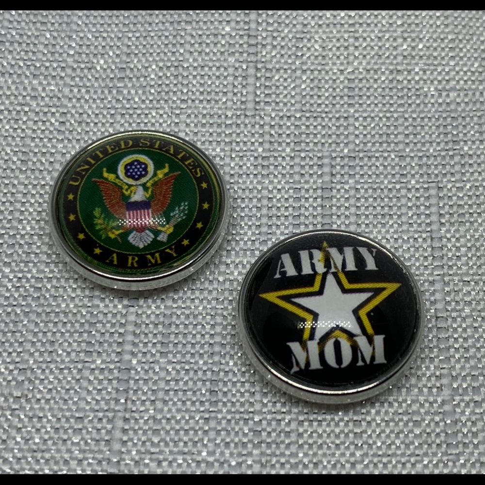US Army & Army Mom Snap Button Charm Set of 2